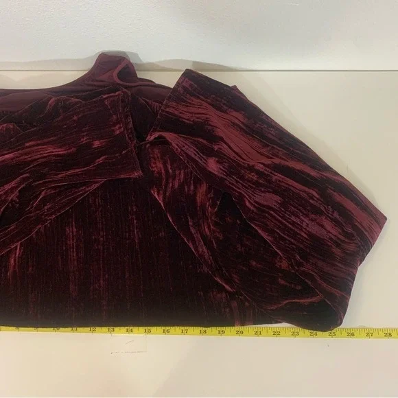 Good American Woman XL Burgundy Whimsigoth Crushed‎ Velvet Long Sleeve Bodysuit - Picture 5 of 10